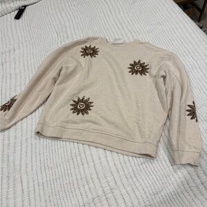 Beaded Sunburst Sweatshirt in Beige